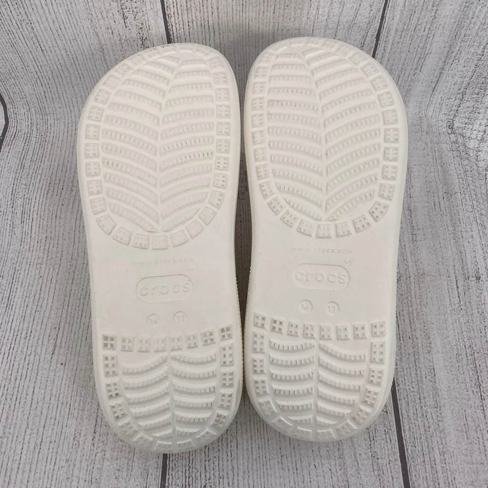 Crocs Classic Crush Clog Mens 11 Womens 13 White Platform Chunky Comfort Shoes